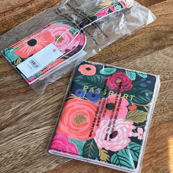 NWT RIFLE PAPER CO. for Anthropologie PASSPORT HOLDER and LUGGAGE TAG - Picture 2 of 4